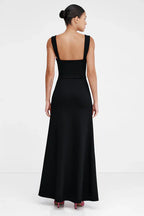 Sharp Sheath Square Neck Sheer Cap Sleeve Open Back Floor Length For Adults Prom Dress