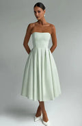 Sharp Tea Length A Line Strapless Sleeveless Back Zipper For Sale Prom Dress