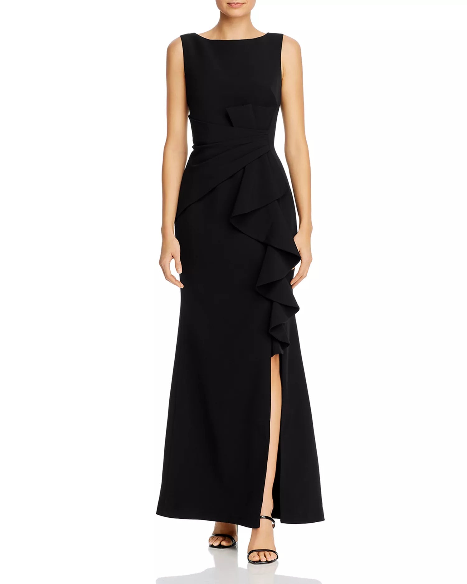 Sharp Trumpet Boat Neck Sleeveless V Back Floor Length For Sale Prom Dress