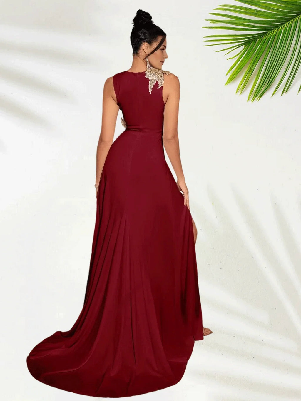 Sheath Jewel Neck Floor-Length Sleeveless Evening Gown Elegant Beautiful Floor Length Prom Dresses With Floral Appliques