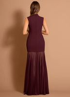Sheer Layered Mermaid Mock Neck Sleeveless Keyhole Back Floor Length Hot sale Prom Dress