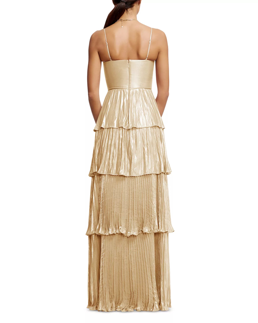 Shimmery Tiered Sweetheart Spaghetti Strap Open Back Floor Length For Women Prom Dress
