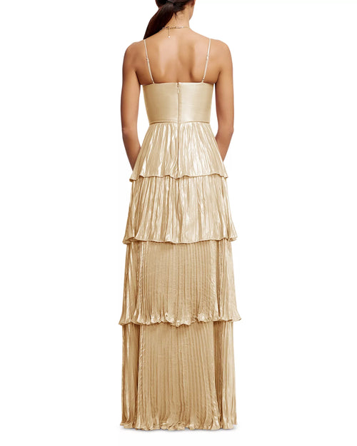 Shimmery Tiered Sweetheart Spaghetti Strap Open Back Floor Length For Women Prom Dress