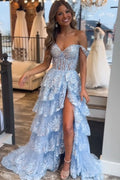 Shine Corset Sleeveless Princess Ruffles Long Prom Dress