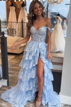 Shine Corset Sleeveless Princess Ruffles Long Prom Dress
