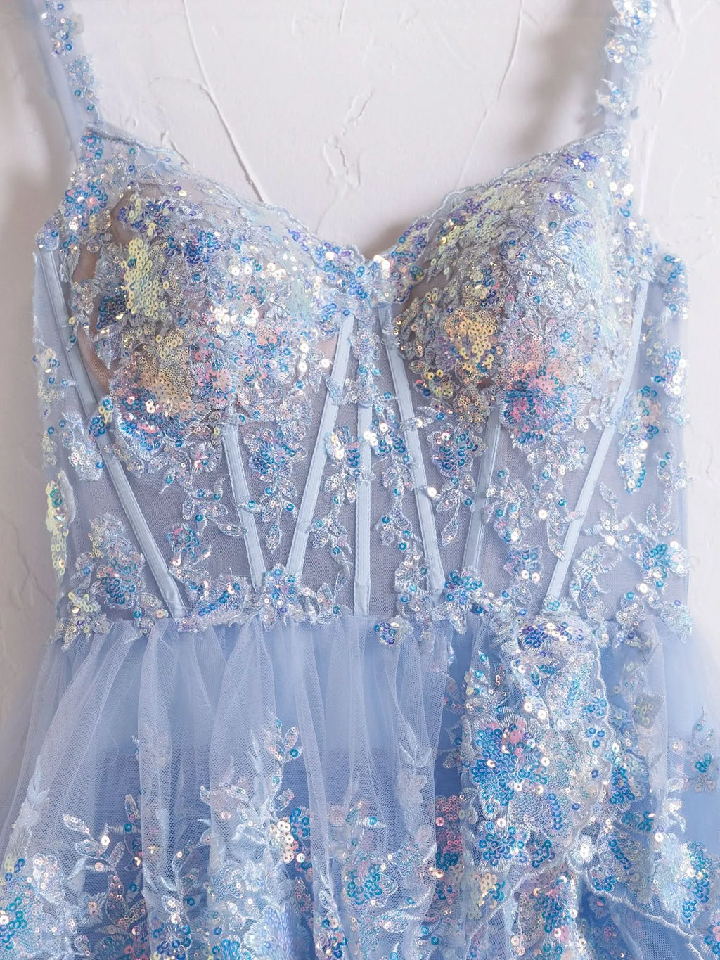 Shine Corset Sleeveless Princess Ruffles Long Prom Dress