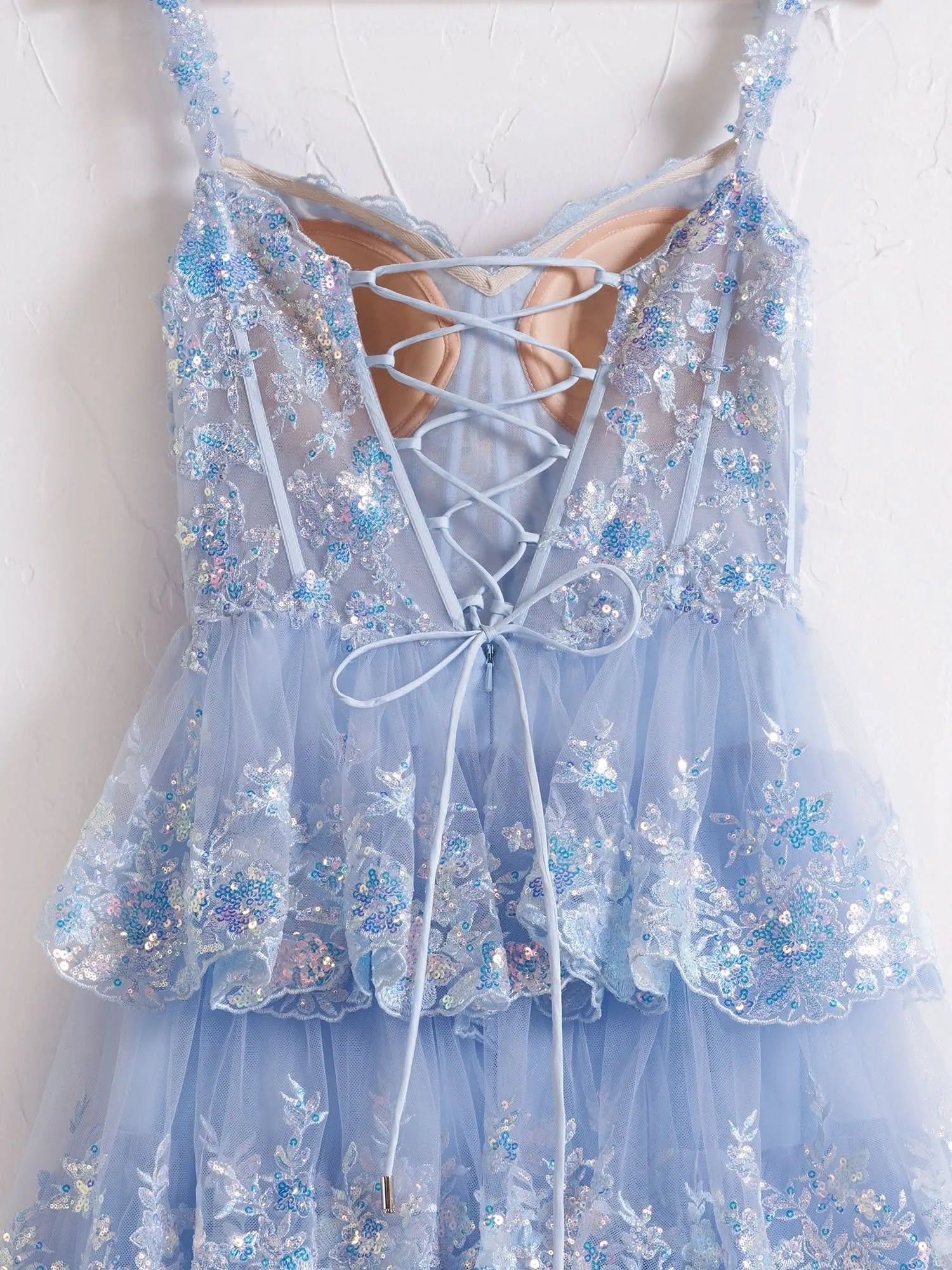 Shine Corset Sleeveless Princess Ruffles Long Prom Dress