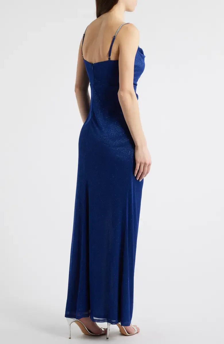 Shine Mermaid Spaghetti Straps Sleeveless Zipper Up Floor-Length Prom Dress