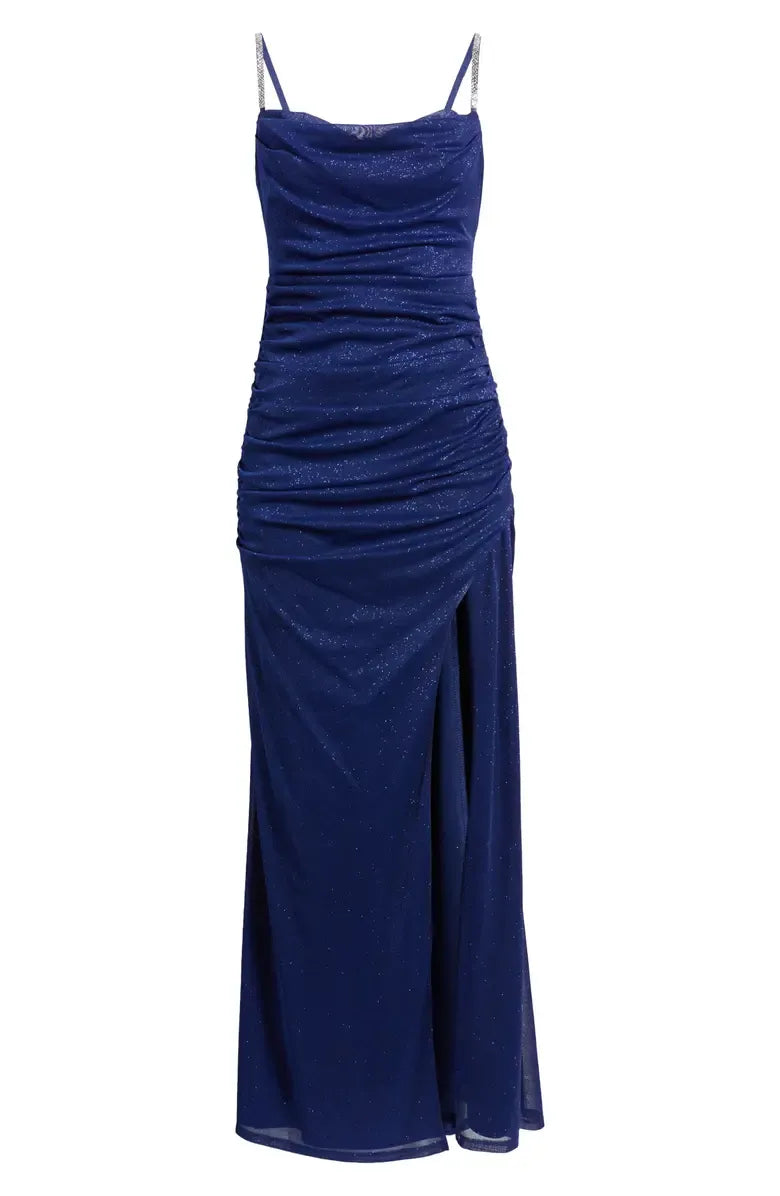 Shine Mermaid Spaghetti Straps Sleeveless Zipper Up Floor-Length Prom Dress