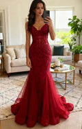 Mermaid Prom Dress With Corset Lace Bodice Beaded Details For Glam Prom Night Train
