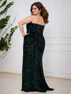 Shiny Sheath Sweetheart Neck Sleeveless Backless Sweep/Brush Train Plus Size Prom Dress