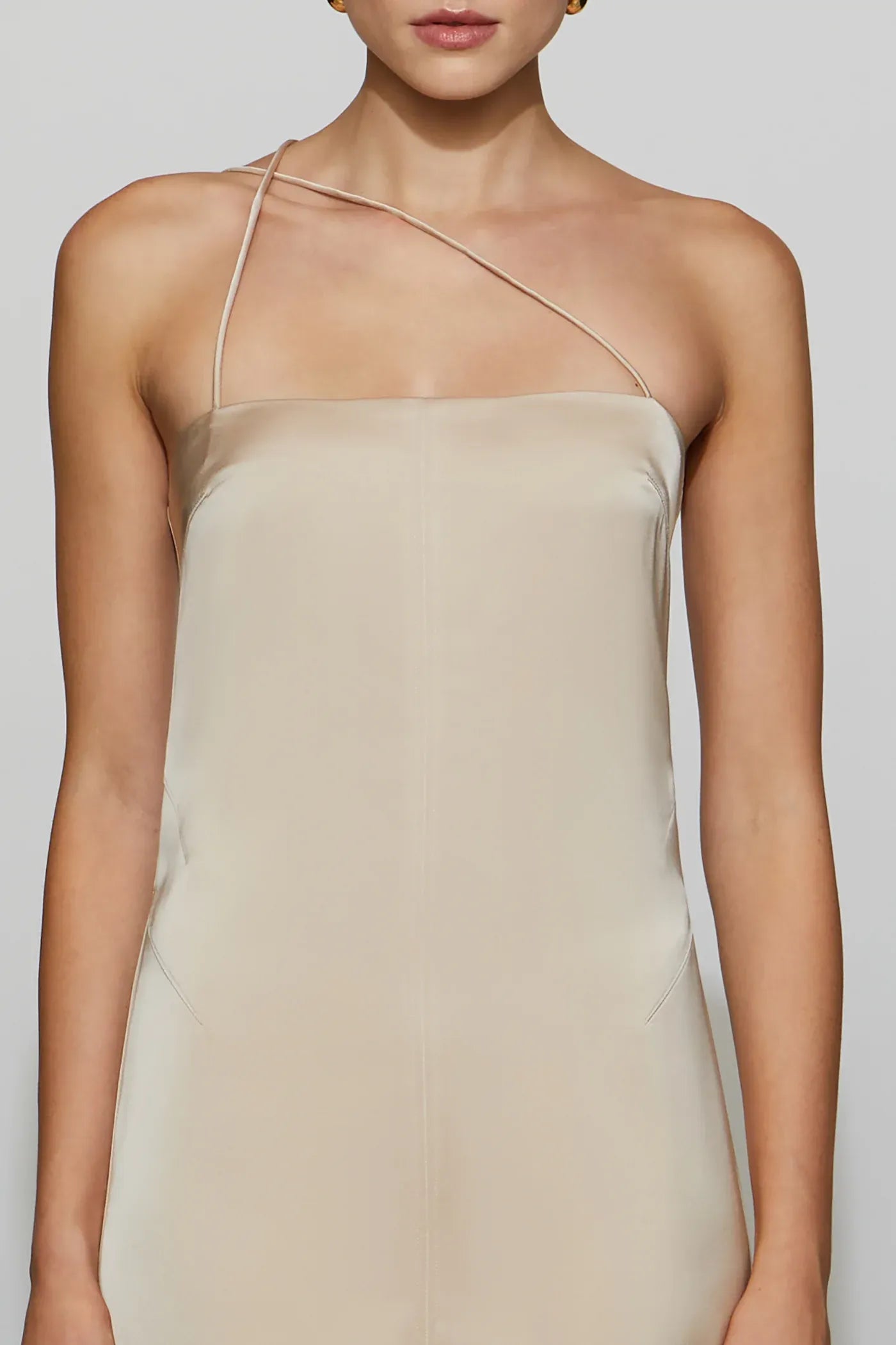 Silken Trumpet Straight Neck Sleeveless Cross Strap Back Hi Lo Length For Sale Prom Dress