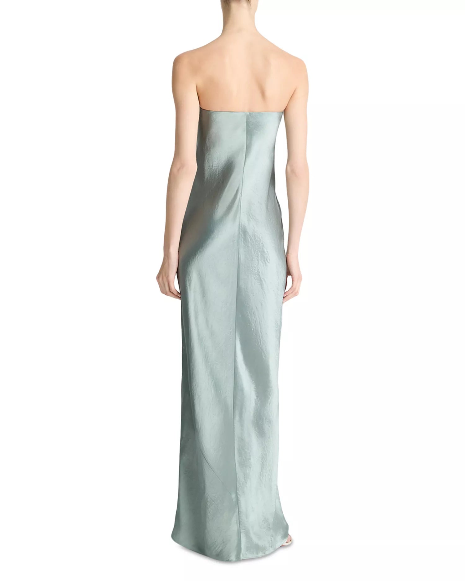 Silky Column Strapless Sleeveless Open Back Floor Length For Sale Prom Dress ﻿
