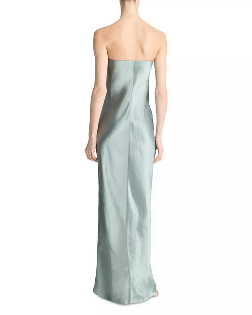 Silky Column Strapless Sleeveless Open Back Floor Length For Sale Prom Dress ﻿