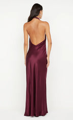 Silky Sheath Halter Neck Sleeveless Deep Open Back Floor Length For Sale Prom Dress