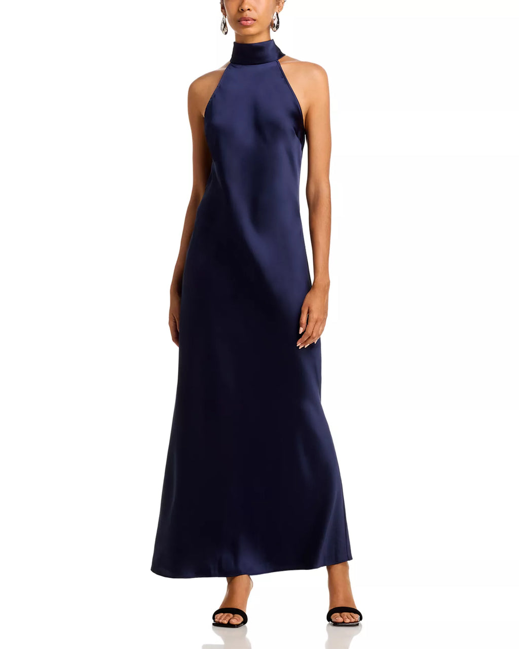 Silky Shift Halter Neck Sleeveless Tie Back Floor Length For Sale Prom Dress
