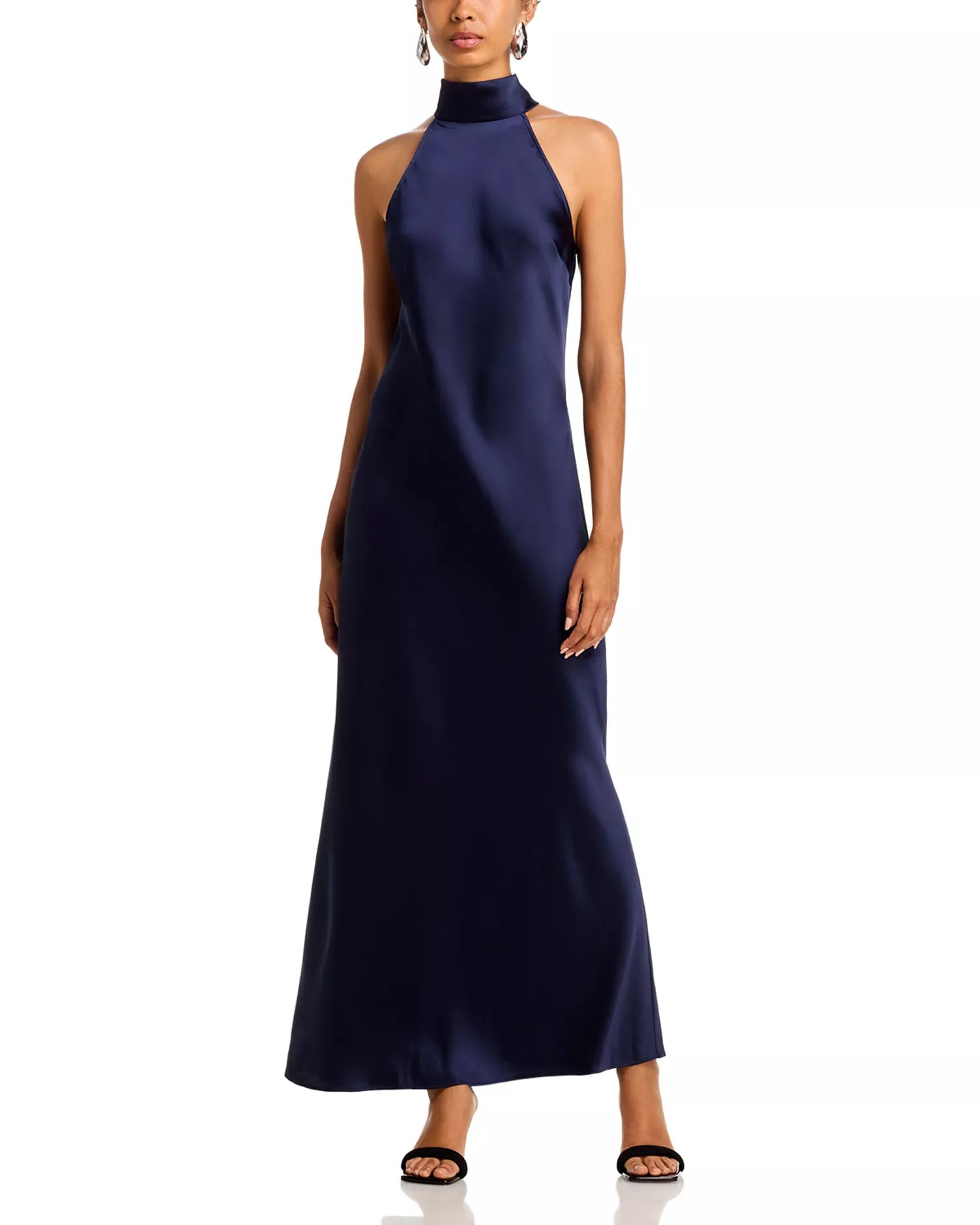 Silky Shift Halter Neck Sleeveless Tie Back Floor Length For Sale Prom Dress