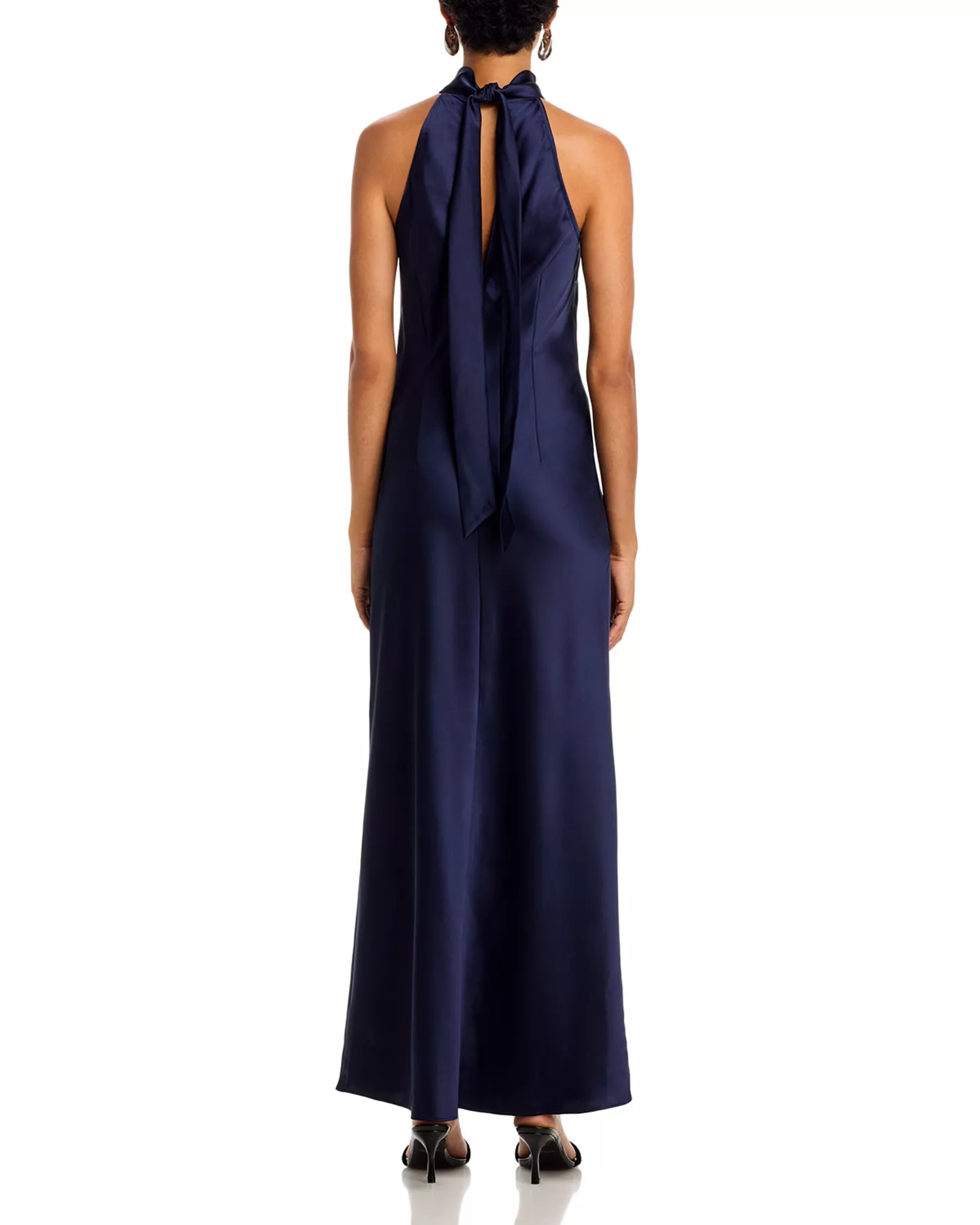Silky Shift Halter Neck Sleeveless Tie Back Floor Length For Sale Prom Dress