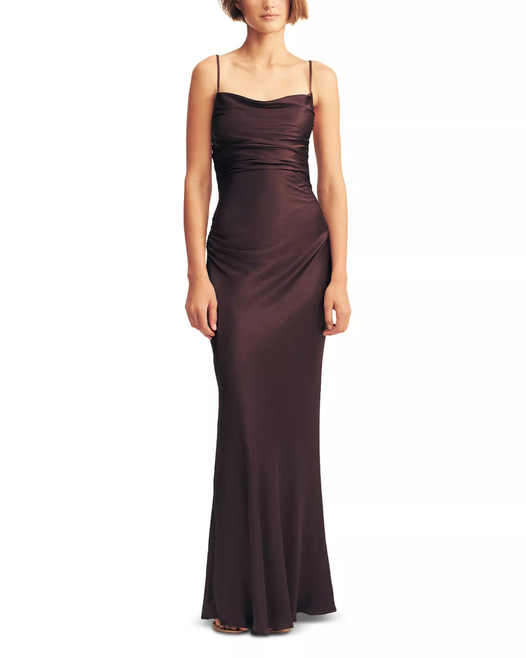 Silky Trumpet Square Neck Spaghetti Strap Cross Back Floor Length For Women Prom Dress