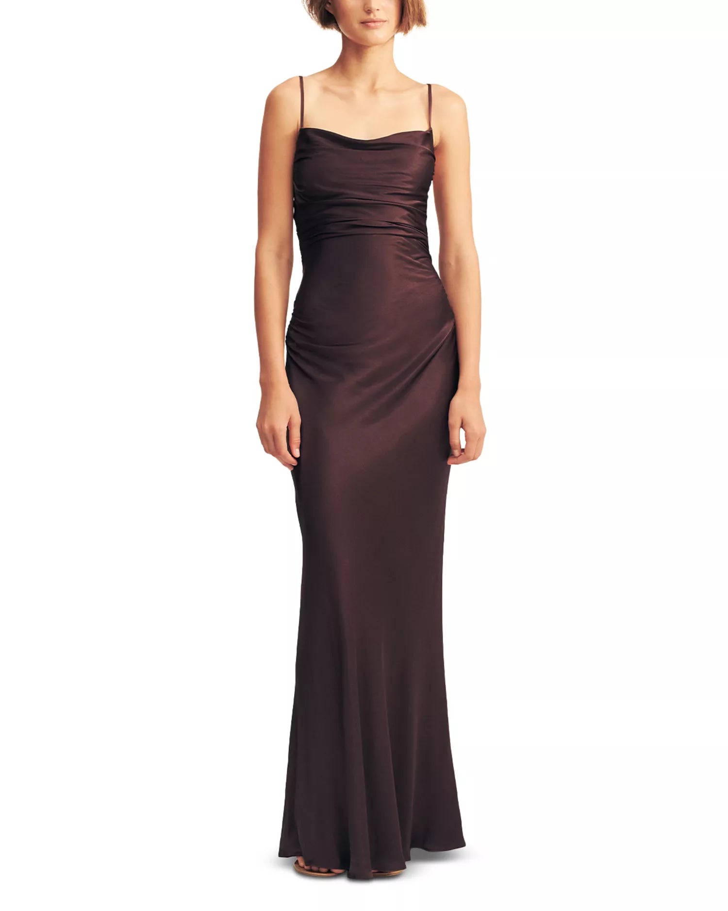 Silky Trumpet Square Neck Spaghetti Strap Cross Back Floor Length For Women Prom Dress