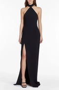 Simple Sheath Halter Neck Sleeveless Open Back Floor Length Evening Dress