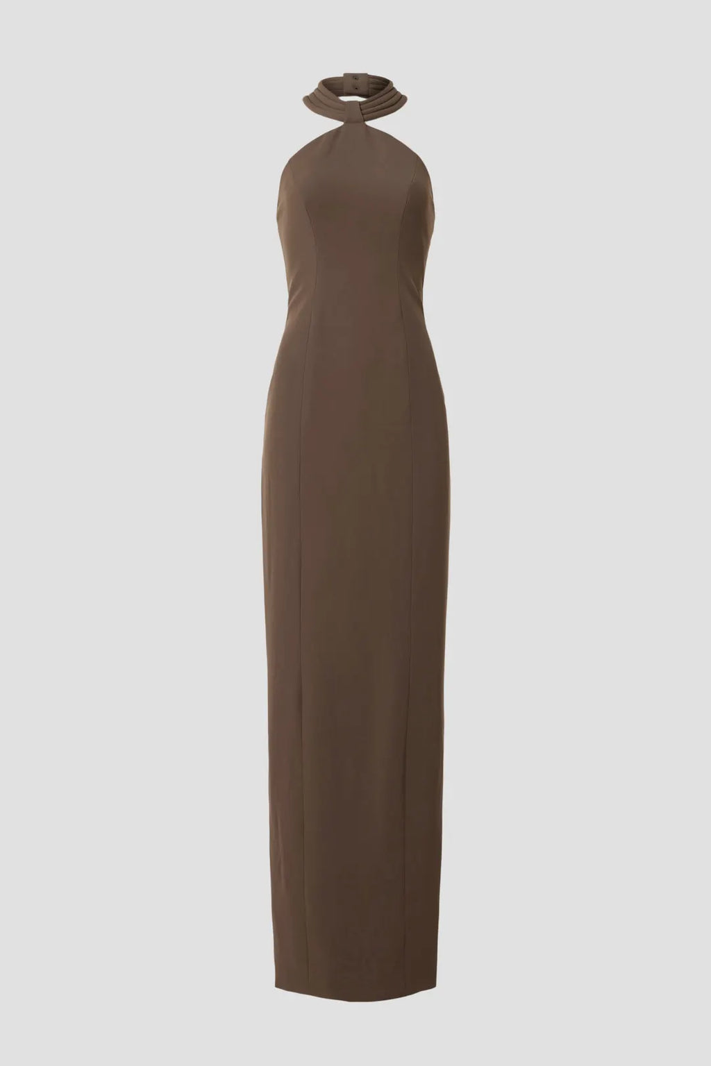 Simple Sheath Halter Neck Sleeveless Open Back Floor Length Plus Size Prom Dress