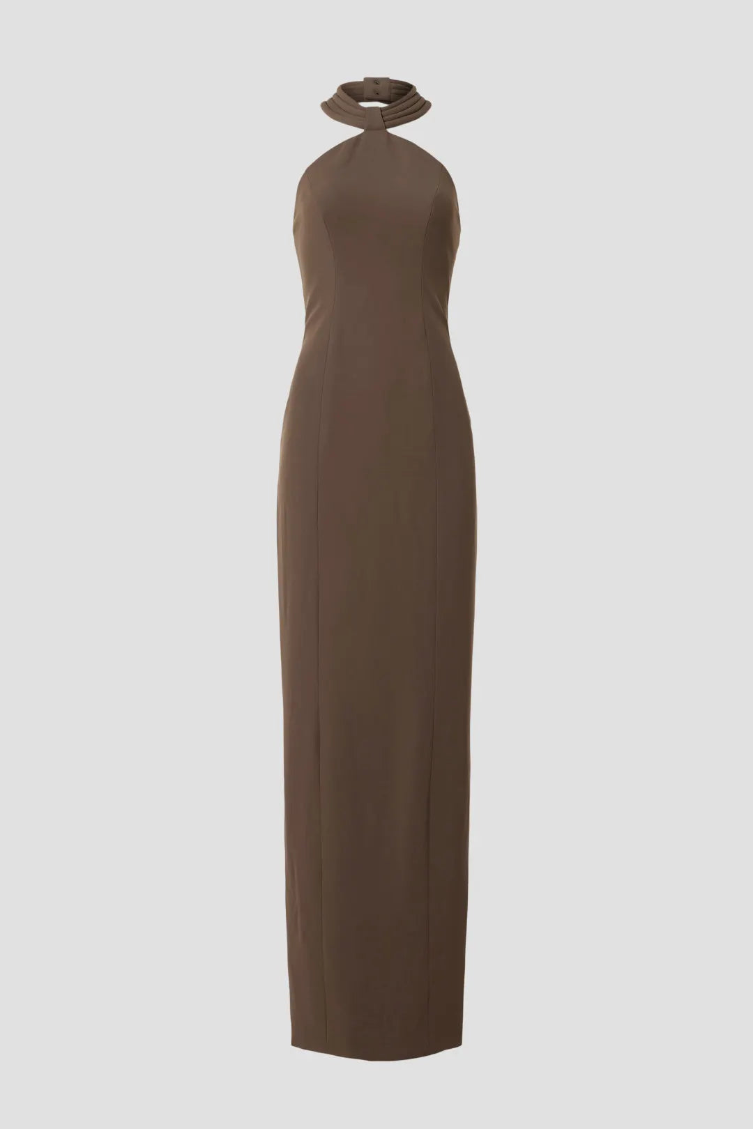 Simple Sheath Halter Neck Sleeveless Open Back Floor Length Plus Size Prom Dress