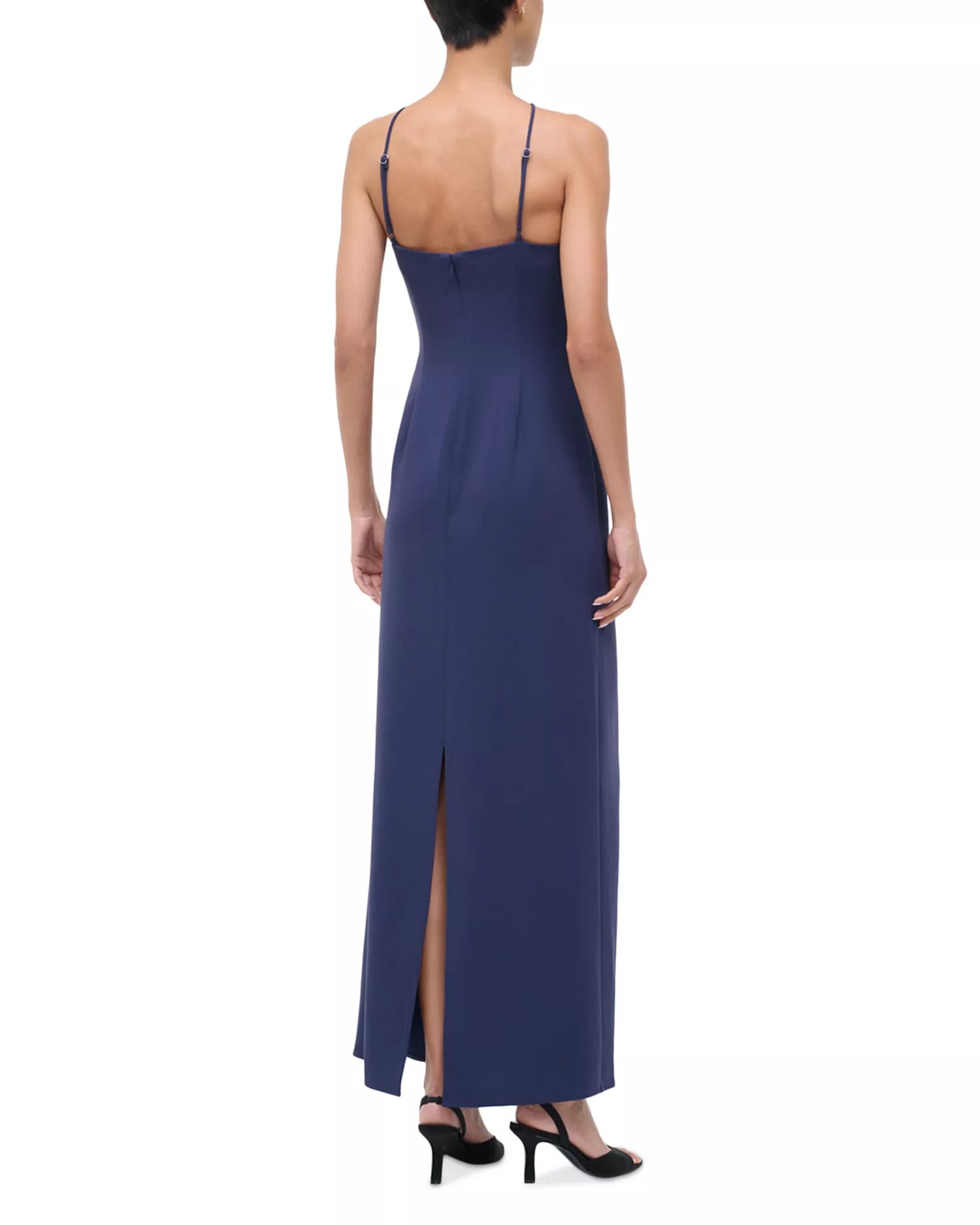Simple Sheath Halter Neck Sleeveless Open Back Floor Length Hot Sale Prom Dress