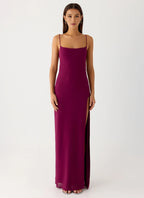 Simple Sheath Square Neck Sleeveless Open Back Floor Length Plus-Size Evening Dress