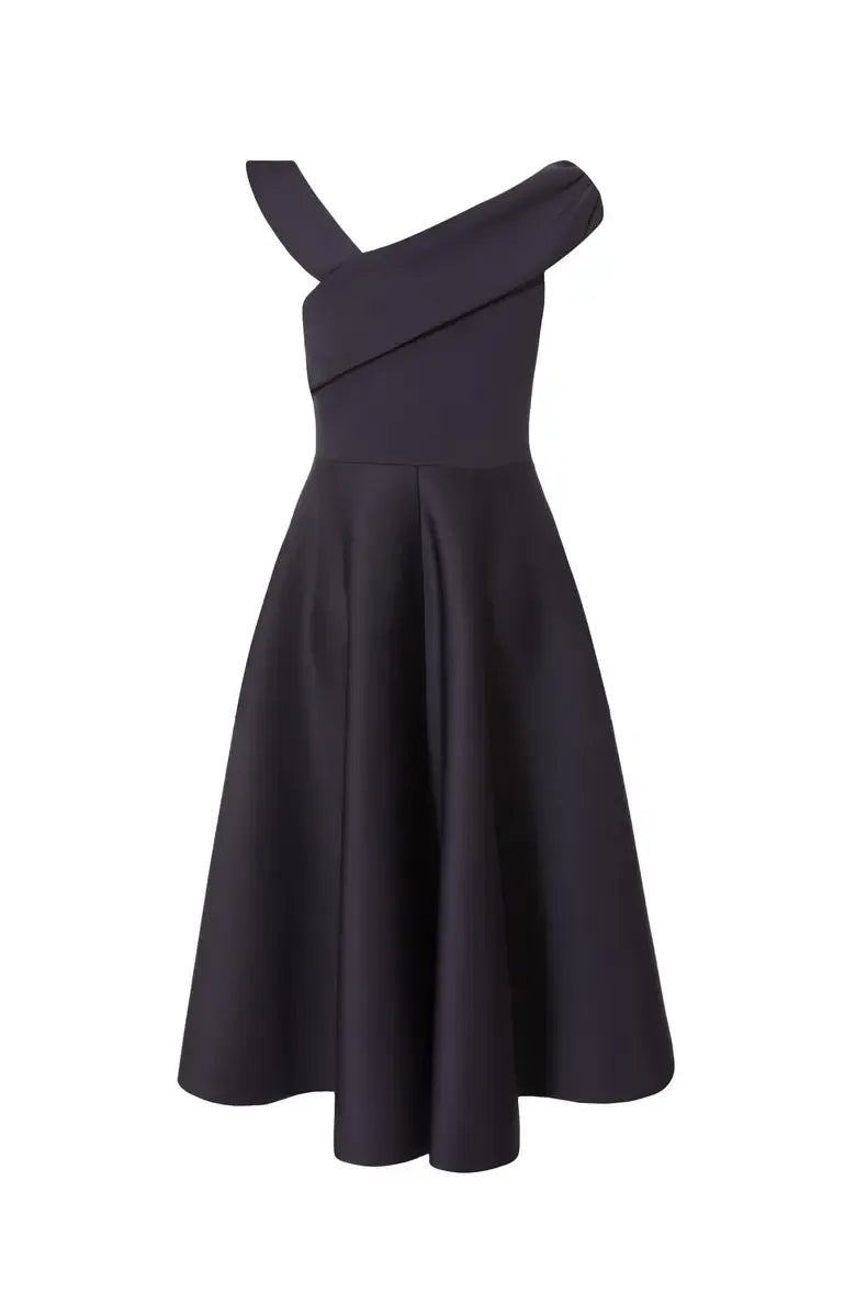 A-Line Asymmetric-neck Sleeveless Backless Tea-Length Prom Dress