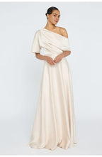 A-Line Asymmetrical Neck Short Sleeve Floor-Length Prom Dress