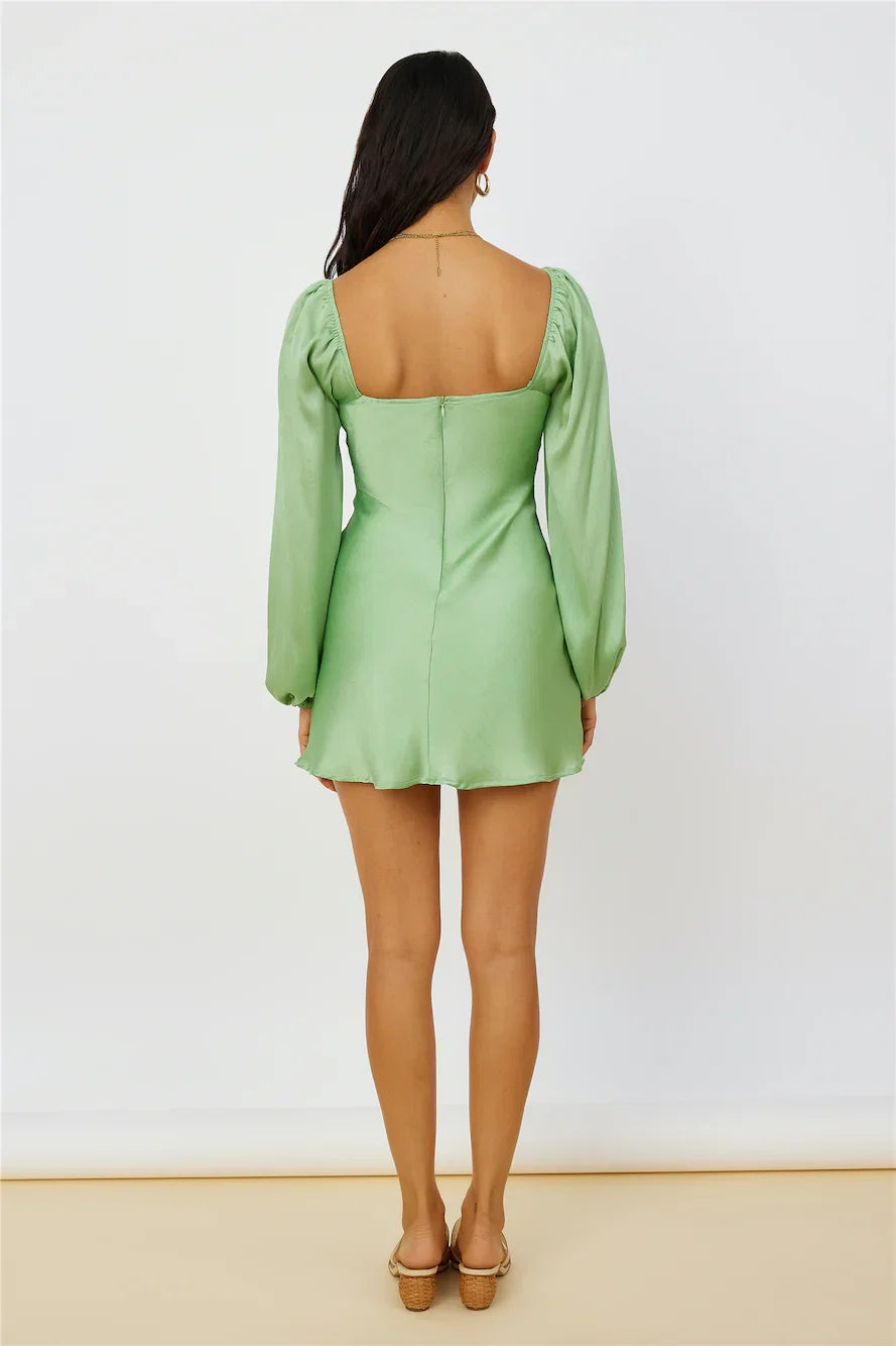A-Line Cowl-Neck Long Sleeves Zipper Up Short-Mini Prom Dress