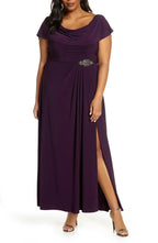 A-Line Cowl Neck Cap Sleeve Ankle-Length Plus Size Mother of the Bride Dress