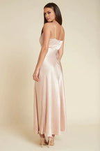 A-Line Cowl Neck Sleeveless Ankle-Length Prom Dress