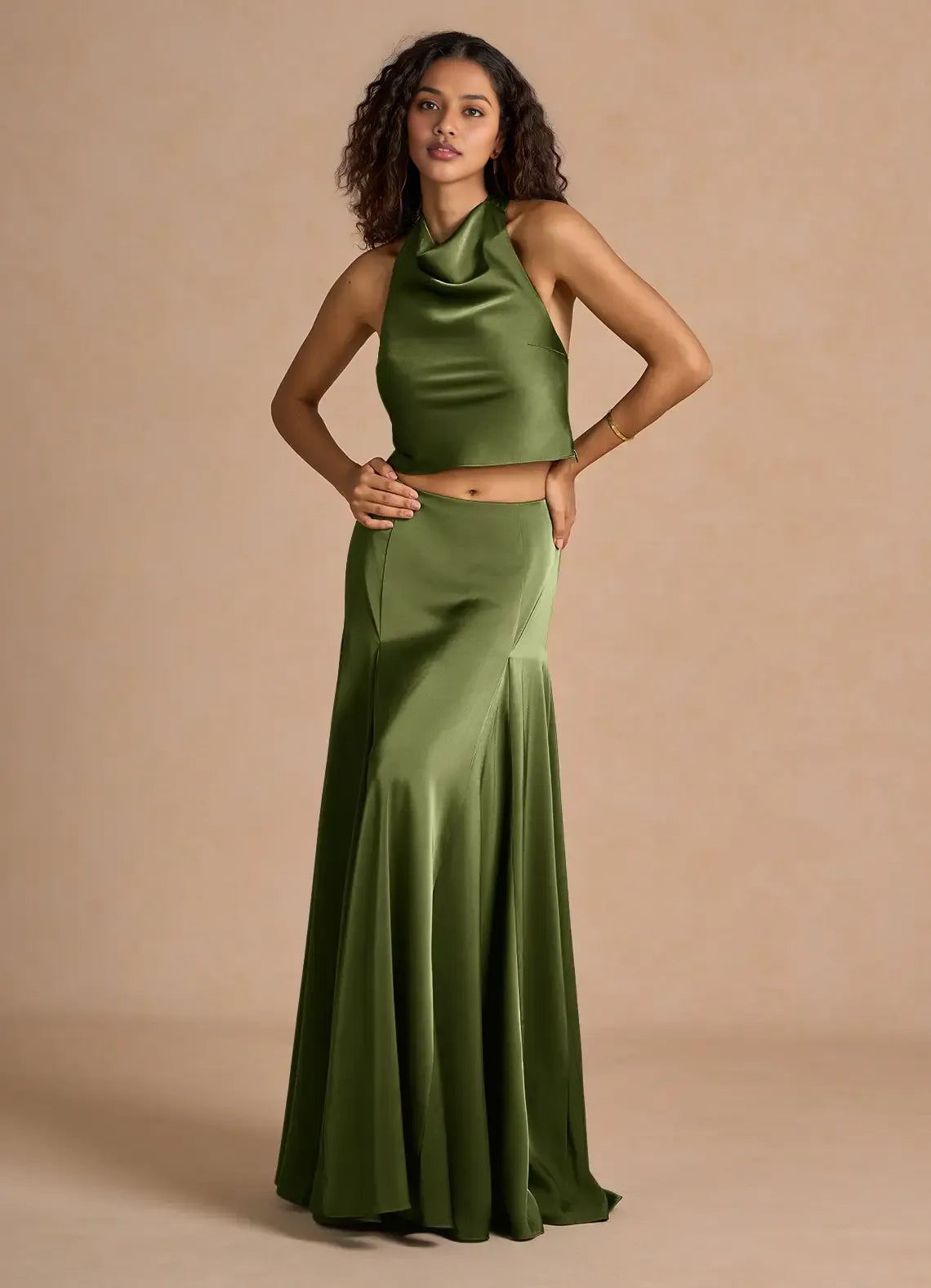 A-Line Halter Neck Sleeveless Backless Floor-Length Evening Dress