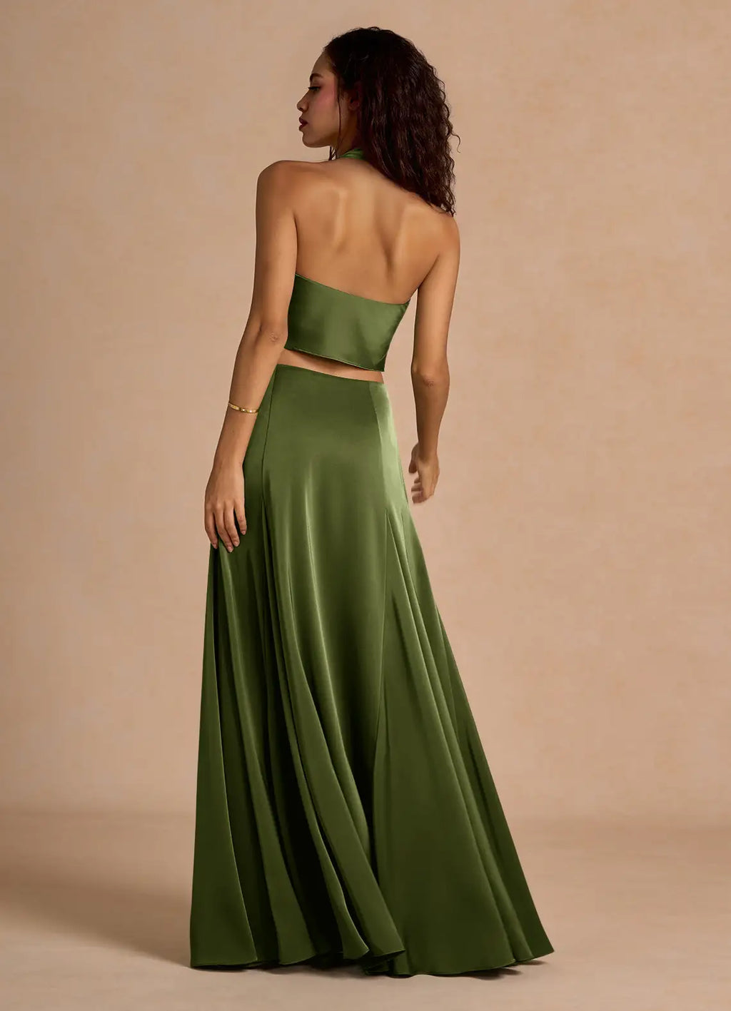 A-Line Halter Neck Sleeveless Backless Floor-Length Evening Dress