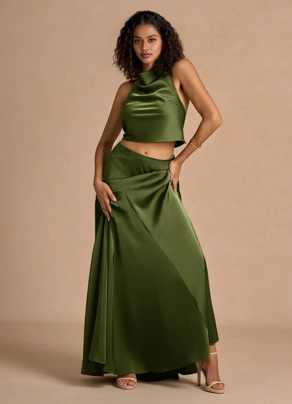 A-Line Halter Neck Sleeveless Backless Floor-Length Evening Dress