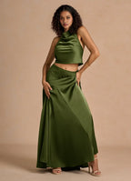 A-Line Halter Neck Sleeveless Backless Floor-Length Evening Dress