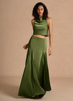 A-Line Halter Neck Sleeveless Backless Floor-Length Evening Dress