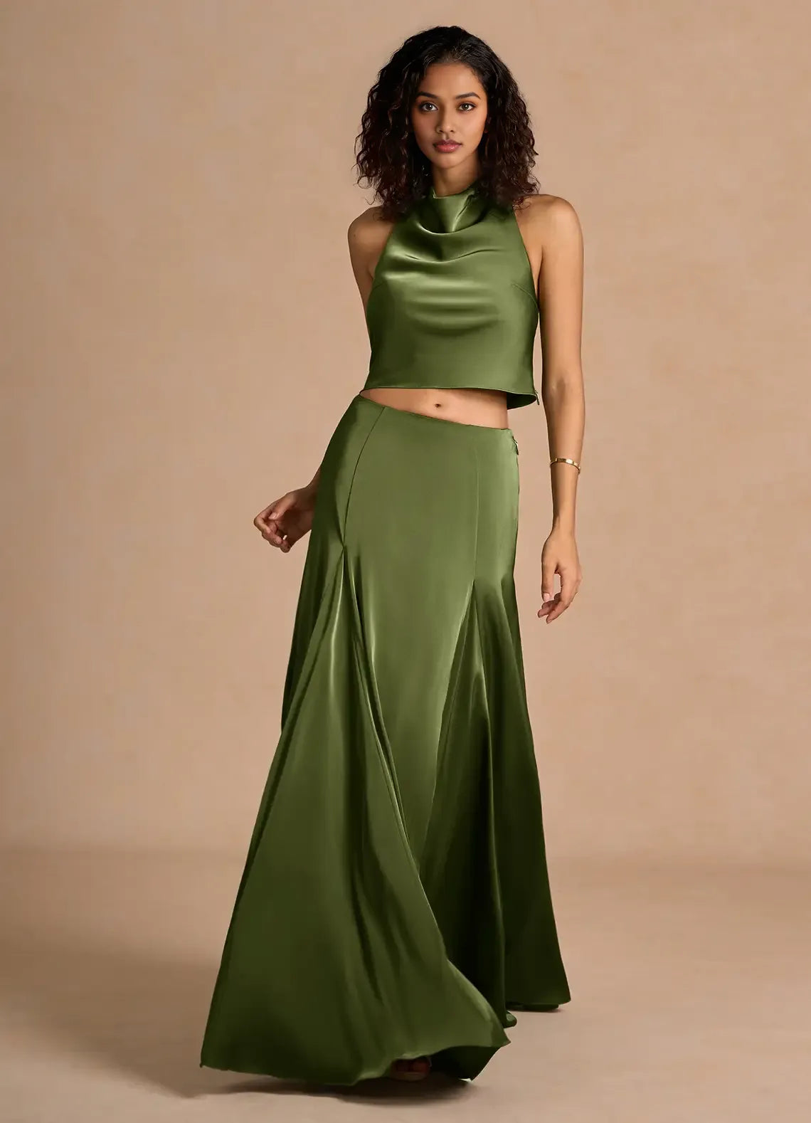 A-Line Halter Neck Sleeveless Backless Floor-Length Evening Dress