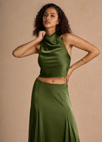A-Line Halter Neck Sleeveless Backless Floor-Length Evening Dress