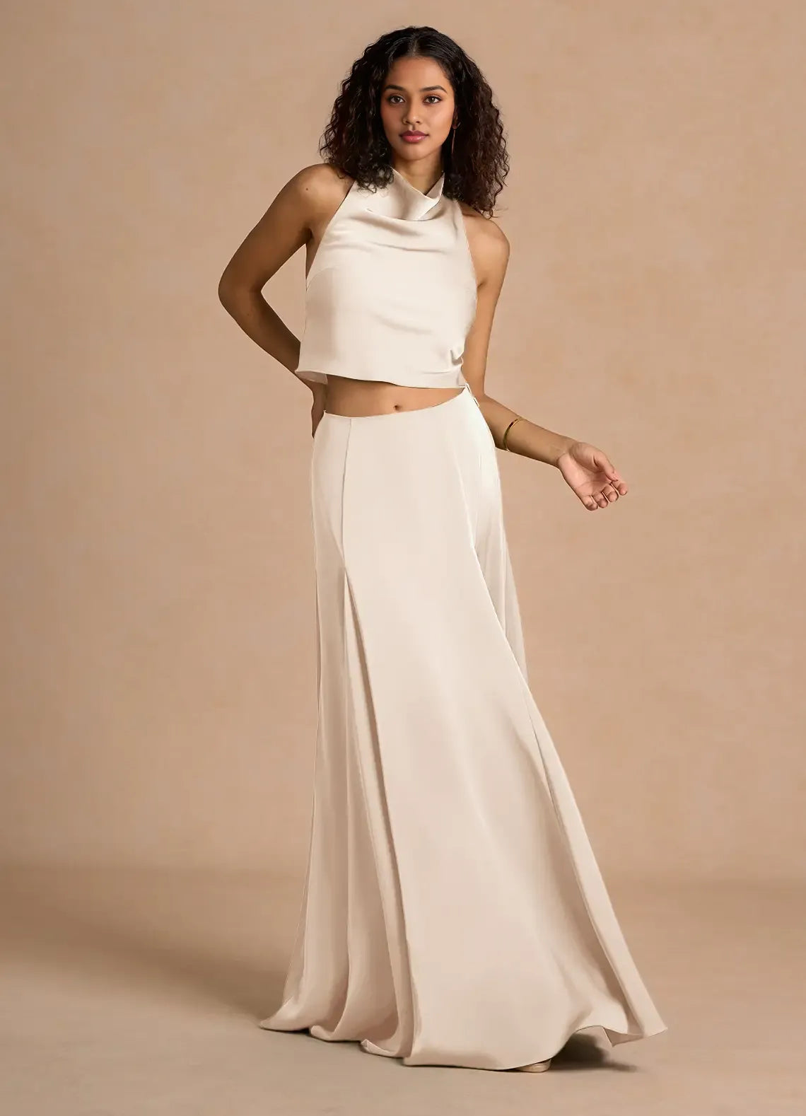 A-Line Halter Neck Sleeveless Backless Floor-Length Evening Dress