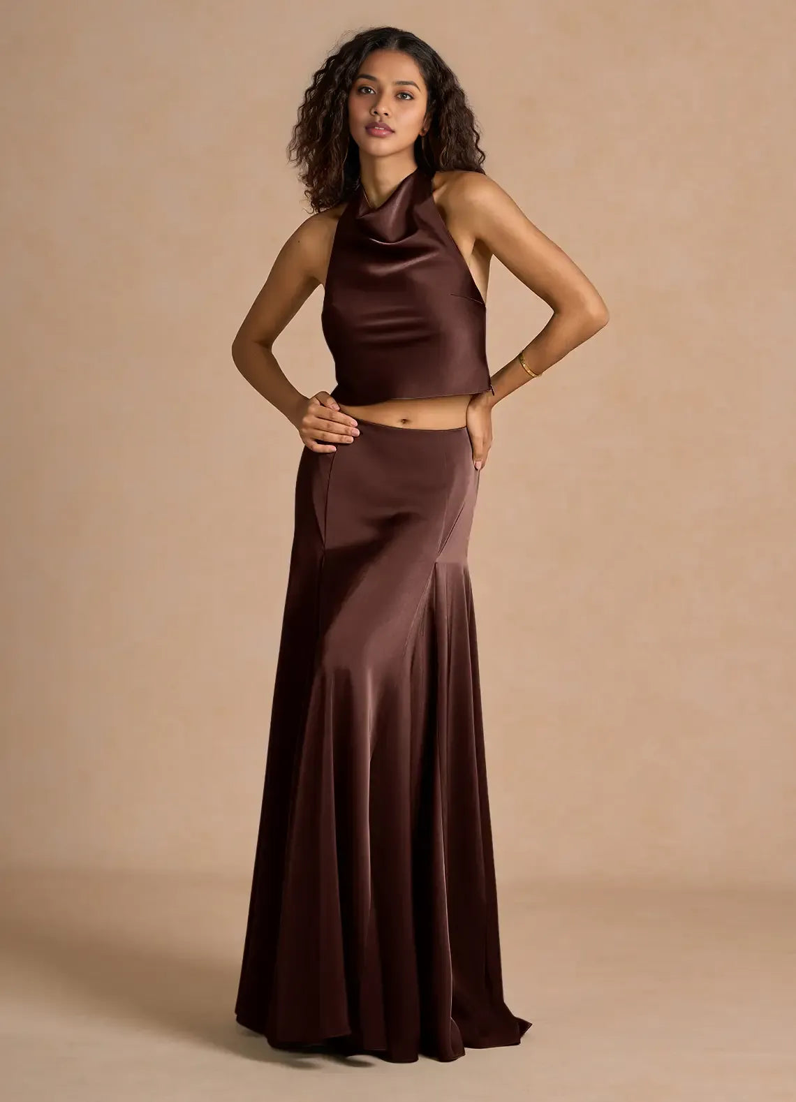 A-Line Halter Neck Sleeveless Backless Floor-Length Evening Dress