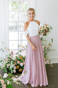 A-Line Halter Neck Sleeveless Floor-Length Prom Dress