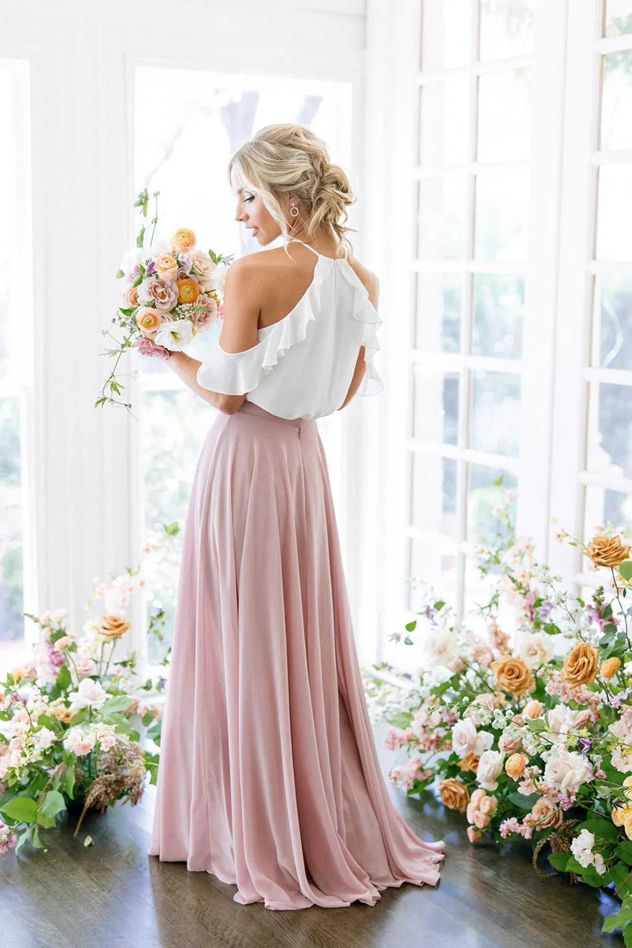 A-Line Halter Neck Sleeveless Floor-Length Prom Dress