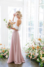 A-Line Halter Neck Sleeveless Floor-Length Prom Dress
