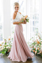 A-Line Halter Neck Sleeveless Floor-Length Prom Dress