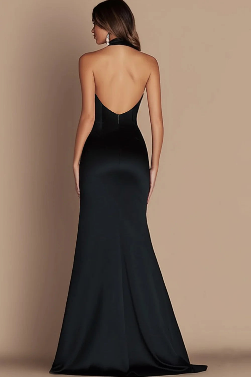 A-Line Halter Neck Sleeveless Floor-Length Evening Dress