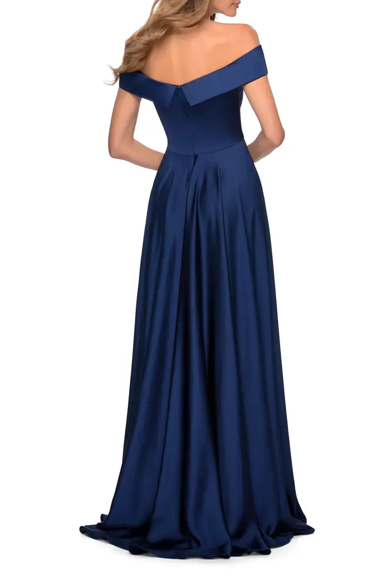 A-Line Off the Shoulder Cap Sleeve Floor-Length Prom Dress
