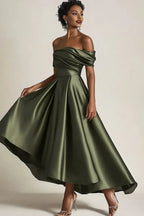 A-Line Off the Shoulder Sleeveless Ruched Floor-Length Mother of the Bride Dress